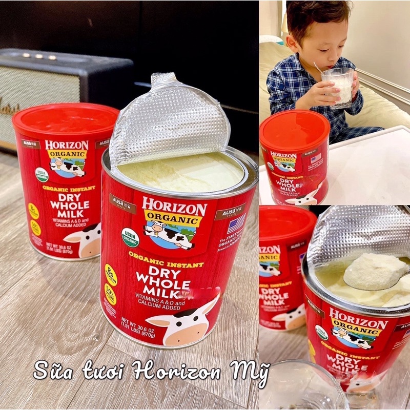 Sữa Horizon Organic Dry Whole Milk - Sữa tươi dạng bột hữu cơ Organic Horizon 870gr