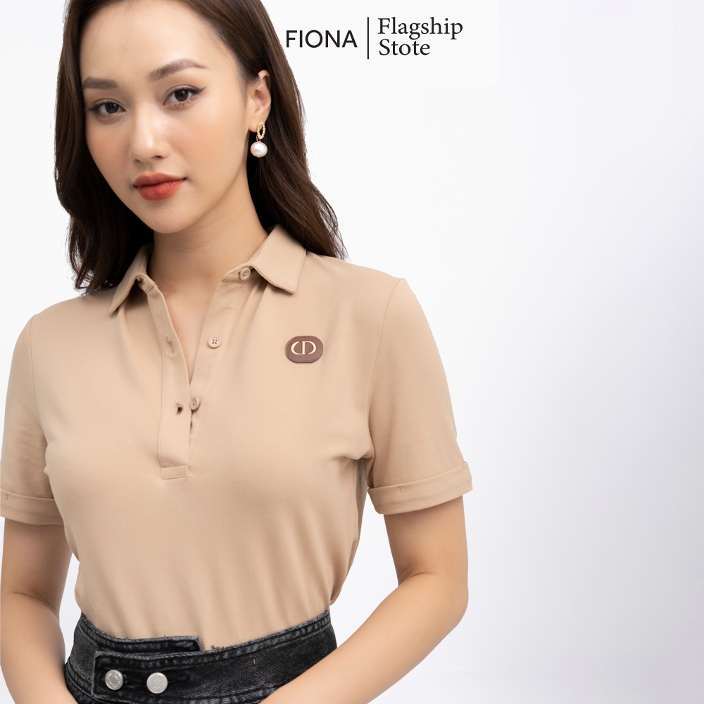 Áo thun cotton nữ, áo Polo màu be phông đẹp mềm mát  mùa hè co giãn tay ngắn FIONA F522181