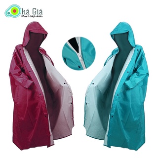 Áo Mưa Măng Tô Da Cá Dây Kéo Trước Vải Dù Cao Cấp PUKITO RAINCOAT ( Bộ quần áo khoác manto nam nữ 1 người lớn một đầu )