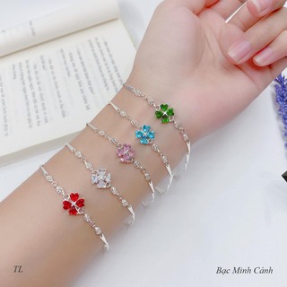 Lắc Tay Cỏ 4 Lá May Mắn Đủ Màu - Bạc Minh Cảnh