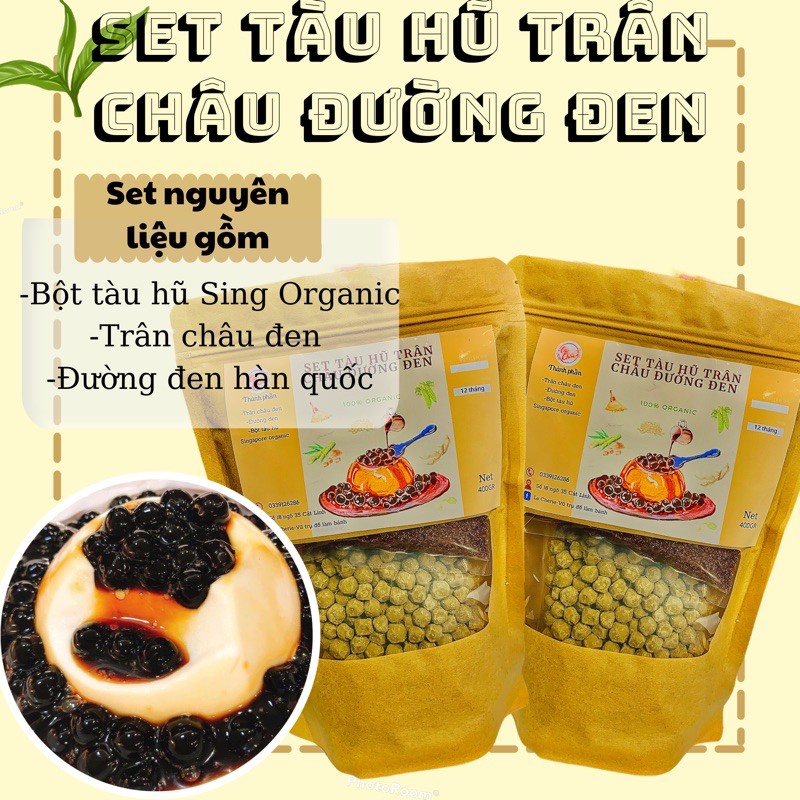 Set nguyên liệu TÀU HŨ TRÂN CHÂU ĐƯỜNG ĐEN 400Gr/800Gr (10/20 hũ)