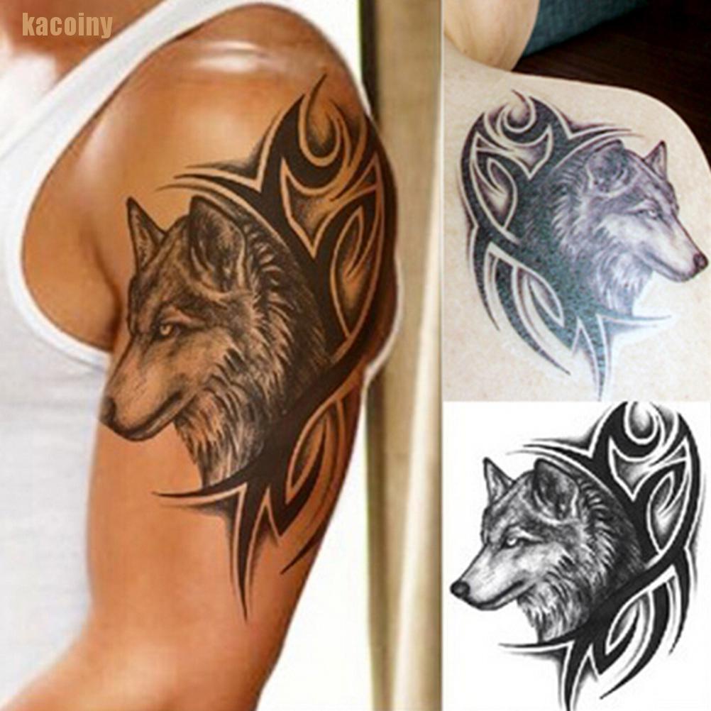 [KACY] Large Wolf Head Waterproof Temporary Removable Tattoo Body Arm Leg Art Sticker BNKJ