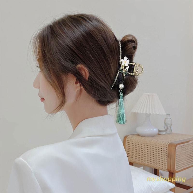 Kẹp Tóc Bằng Hợp Kim Đính Hoa Tua Rua Thanh Lịch Cho Nữ