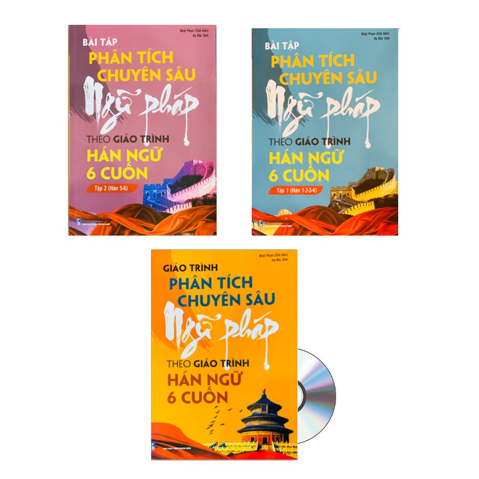 Sách - Combo: Giáo trình phân tích chuyên sâu ngữ pháp theo giáo trình Hán ngữ đi kèm sách bài tập (HSK1-2-3-4-5-6) +DVD
