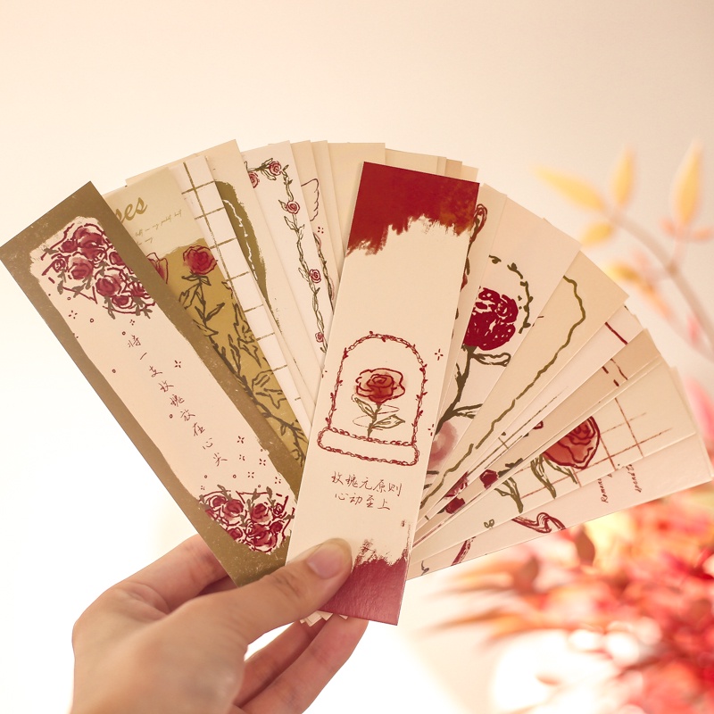 Set 30 Thẻ Đánh Dấu Trang Sách Hình Hoa Hồng 4 Kiểu Thiết Kế Sáng Tạo