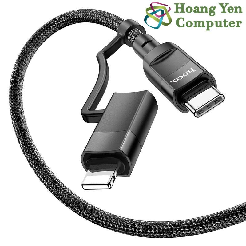 Cáp Sạc Nhanh Hoco U106 2in1 (Type C to Light hoặc Type C to Type C) - BH 12T Chính Hãng - Hoàng Yến Computer