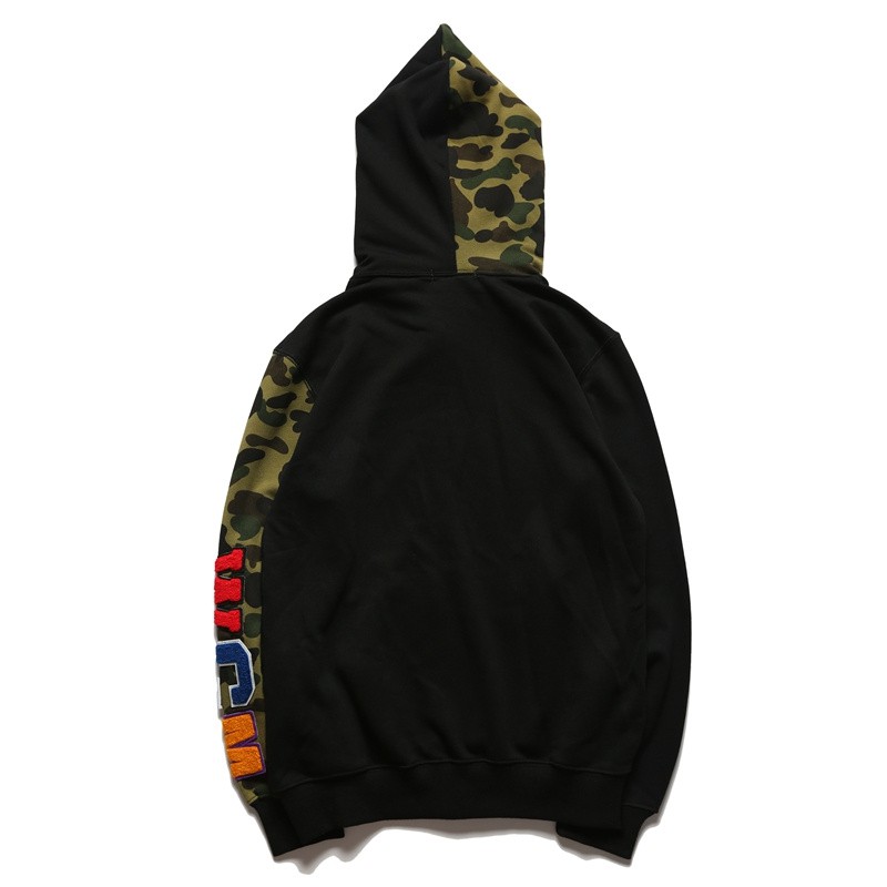 Áo khoác tay dài có khóa kéo in hình đầu cá mập 3D bape