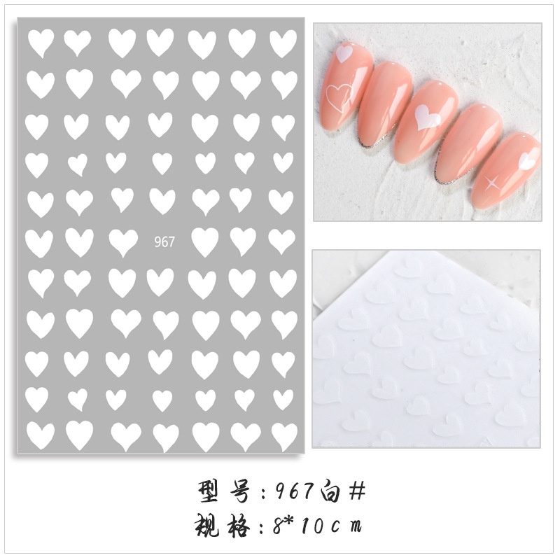 Sticker Dán Móng Tay Hình Trái Tim 3D Màu Đỏ Vàng Và Bạc Hiệu net red