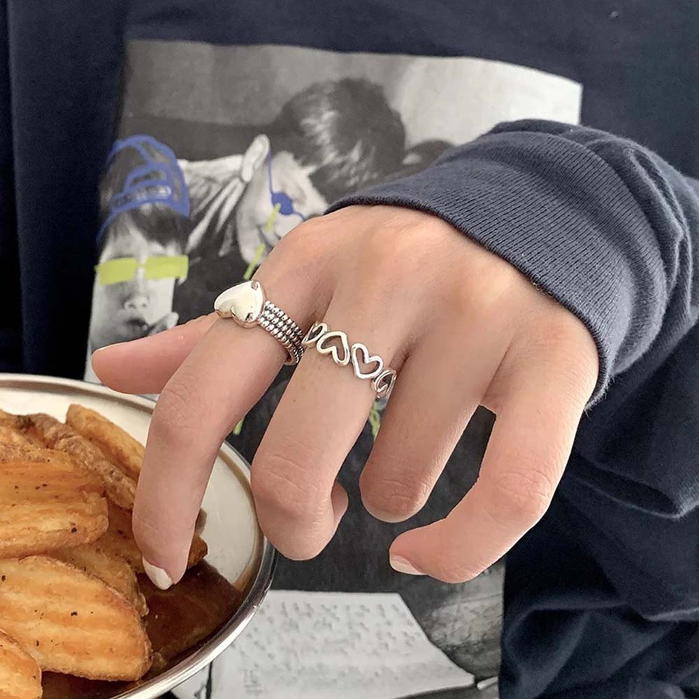 Nhẫn Hở Mạ Màu Hình Trái Tim Thời Trang Cổ Điển Cho Nữ