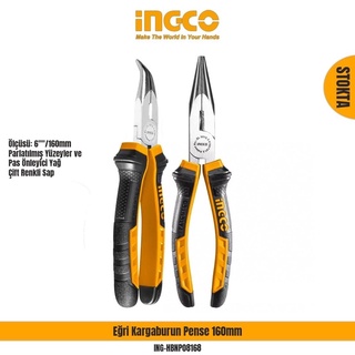 Kìm nhọn mũi cong ingco hbnp08168