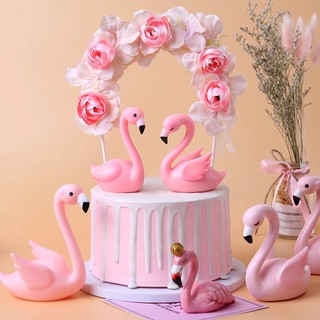 Thiên Nga Trang Trí Bánh Bộ Đôi Chim Hồng Hạc Nhựa trang trí Bánh Kem Bánh Sinh Nhật
