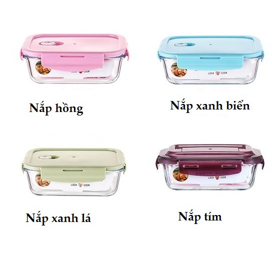 Hộp thủy tinh đựng cơm đựng thức ăn chịu nhiệt nắp gài (giao màu ngẫu nhiên) | BigBuy360 - bigbuy360.vn