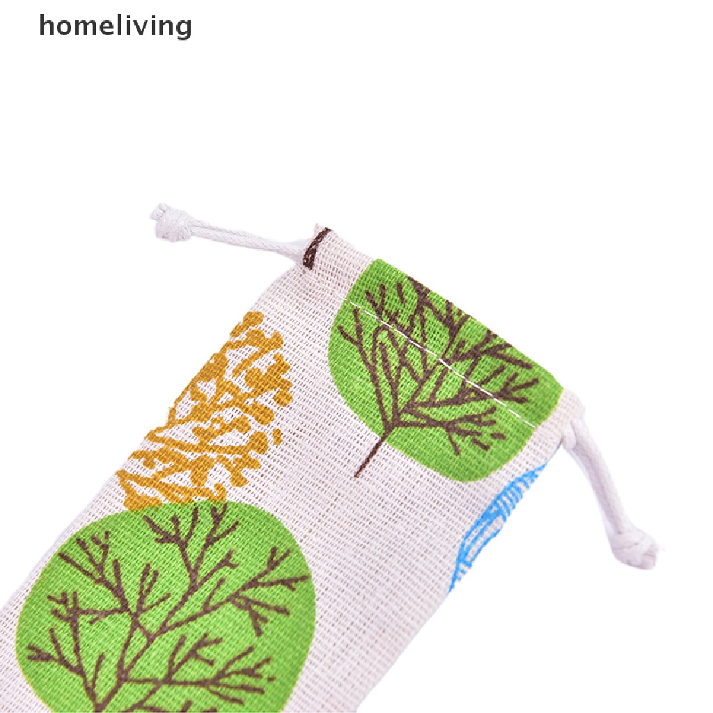 Túi Dây Rút Đựng Muỗng Đũa Bằng Vải Lanh Cotton Tiện Dụng