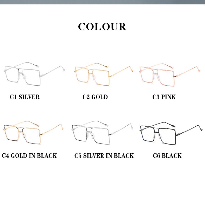 Kính Mát Gọng Kim Loại Vuông Chống Ánh Sáng Xanh Phong Cách Hàn Quốc Cho Nam Và Nữ
