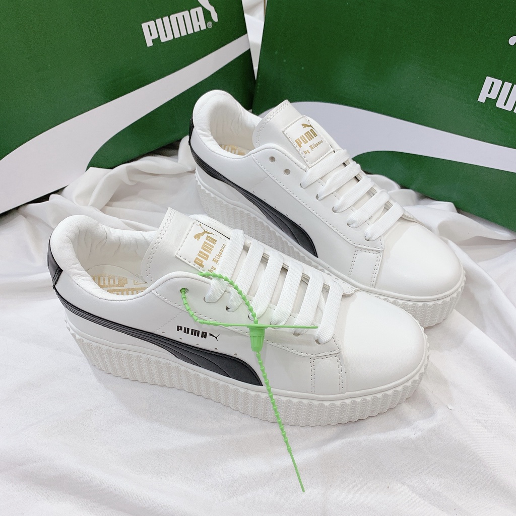 Giày Thể Thao Nữ Ngô Thắng PM Trắng Vạch Đen Đế Cao 3,5 Cm