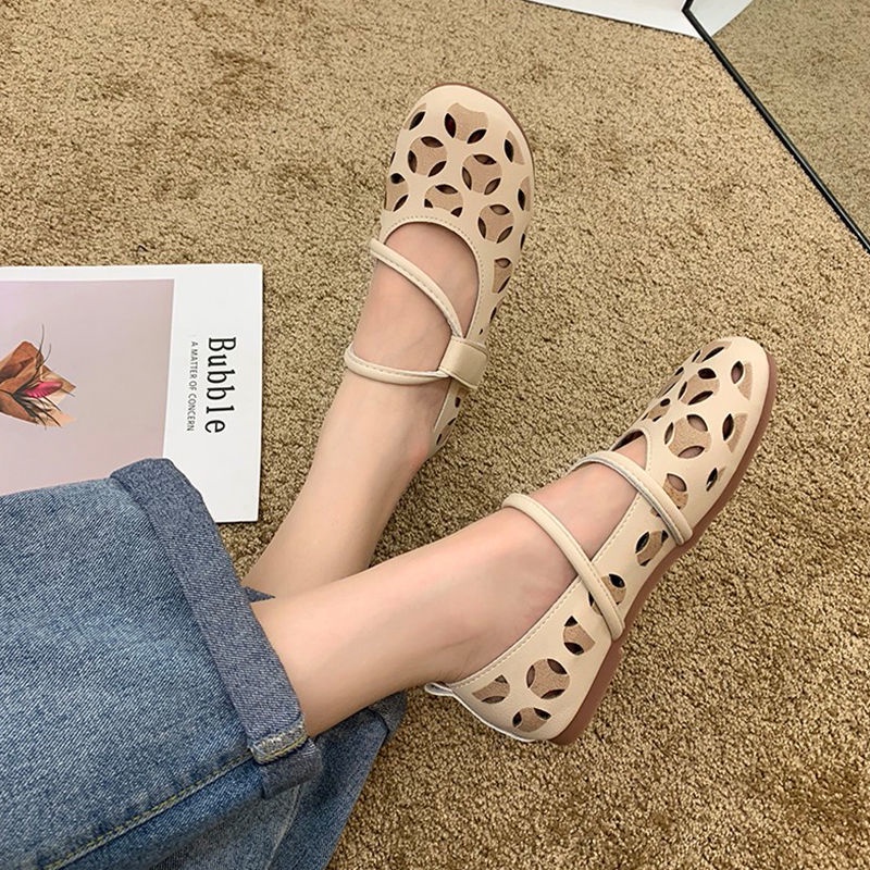 Giày Búp Bê Đế Mềm Đục Lỗ Thoáng Khí Thời Trang Mùa Hè 2022
