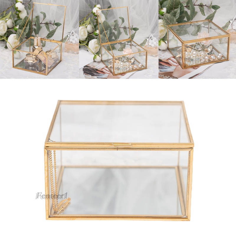 (Hàng Mới Về) 1 Hộp Thủy Tinh Hình Vuông Đựng Trang Sức Tiện Dụng