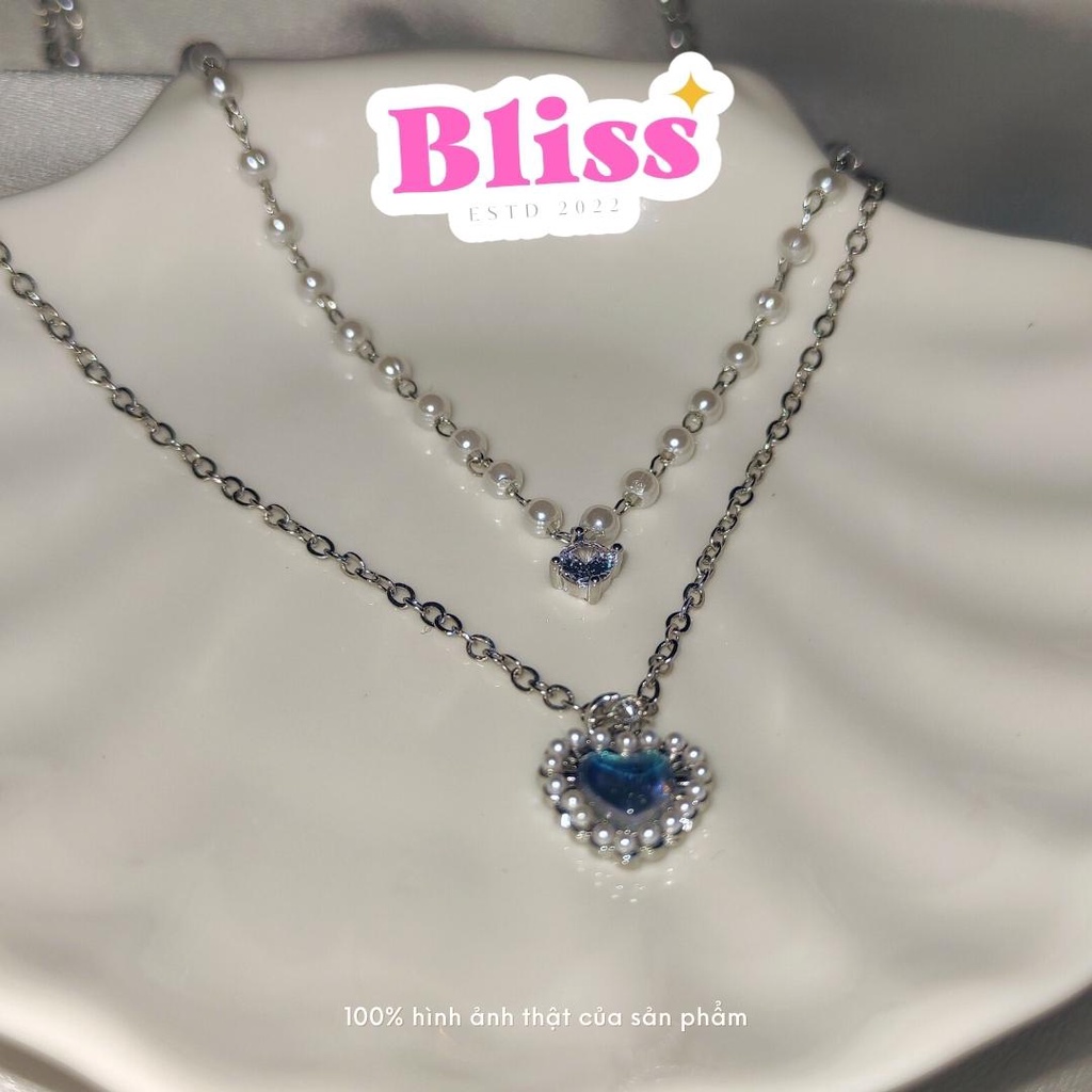 Dây chuyền, vòng cổ bạc 925 layer ngọ.c trai  Bliss Accessories
