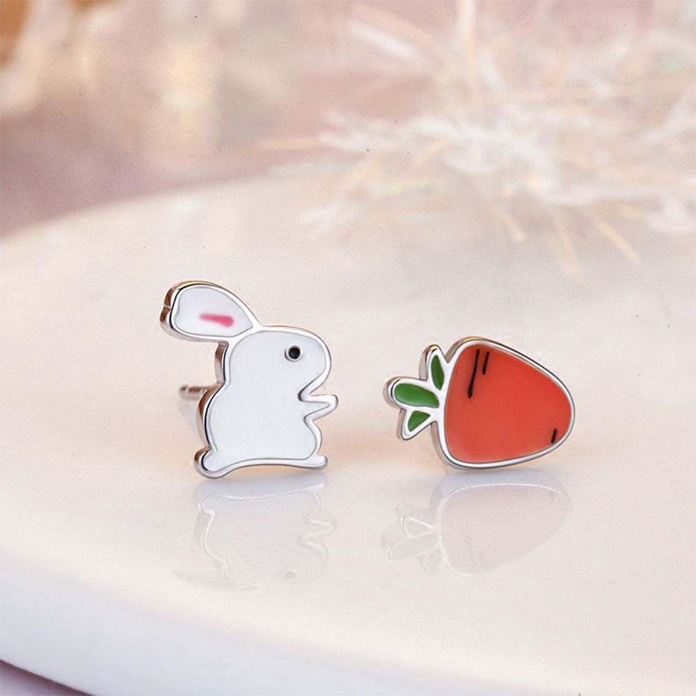 Bông tai kim loại hình cà rốt , thỏ , cà rốt đáng yêu
