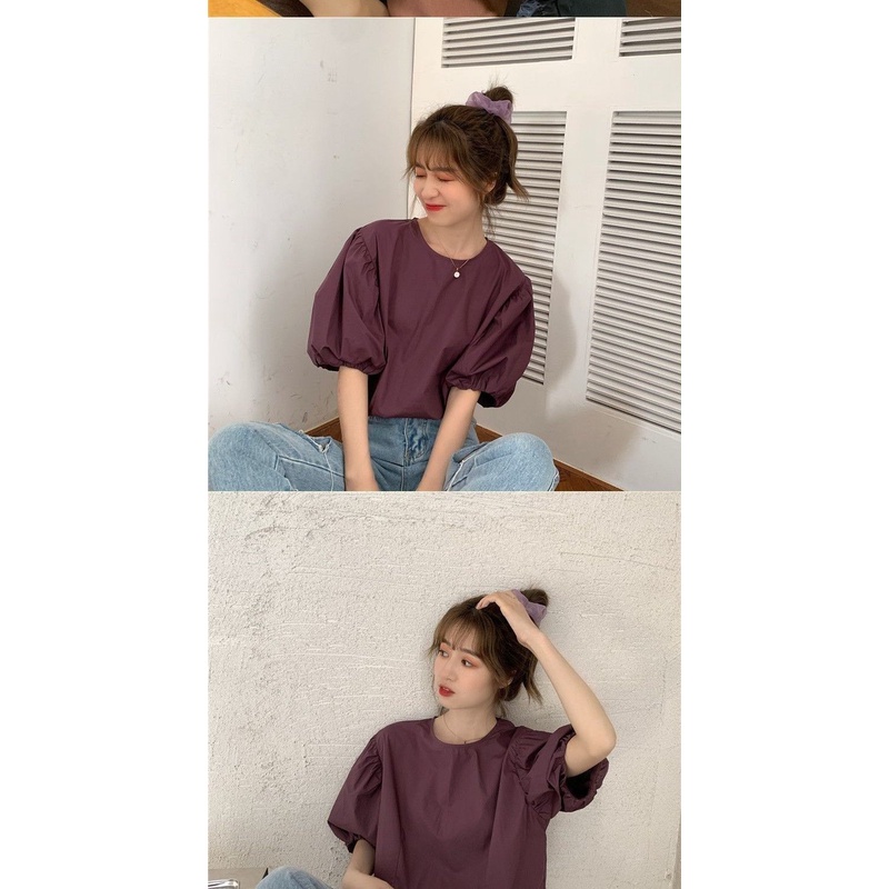 Áo Thun Tay Phồng Ngắn Màu Trắng Dáng Suông Phong Cách Phương Tây Thời Trang Cho Nữ