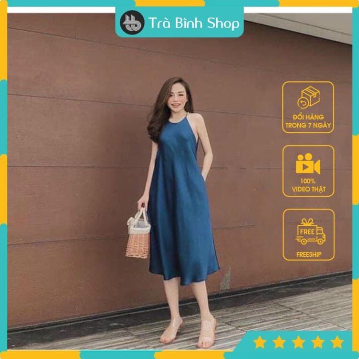 Đầm suông , váy suông cami yếm lụa có túi - vải xịn xò