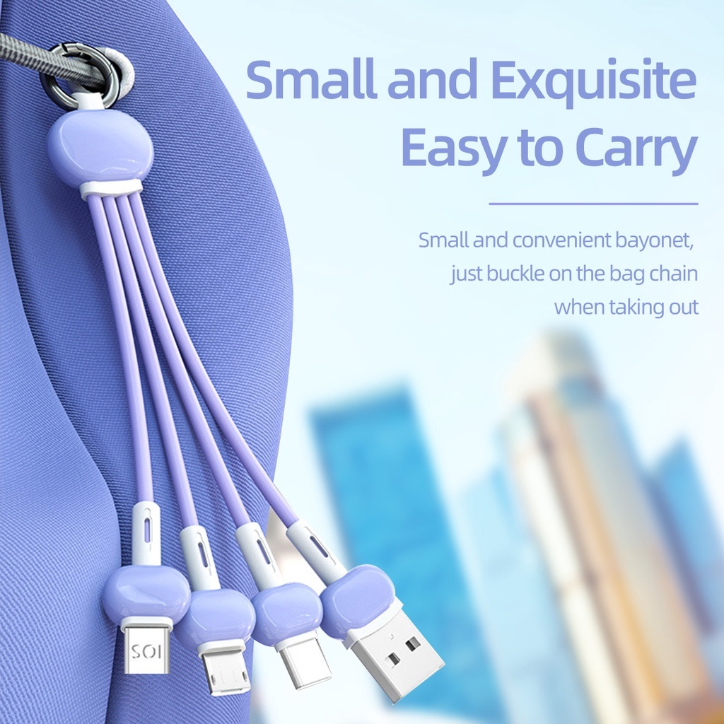 Macaron 15CM 2A Sạc nhanh 3 trong 1 Cáp dữ liệu điện thoại di động  TypeC Micro Usb