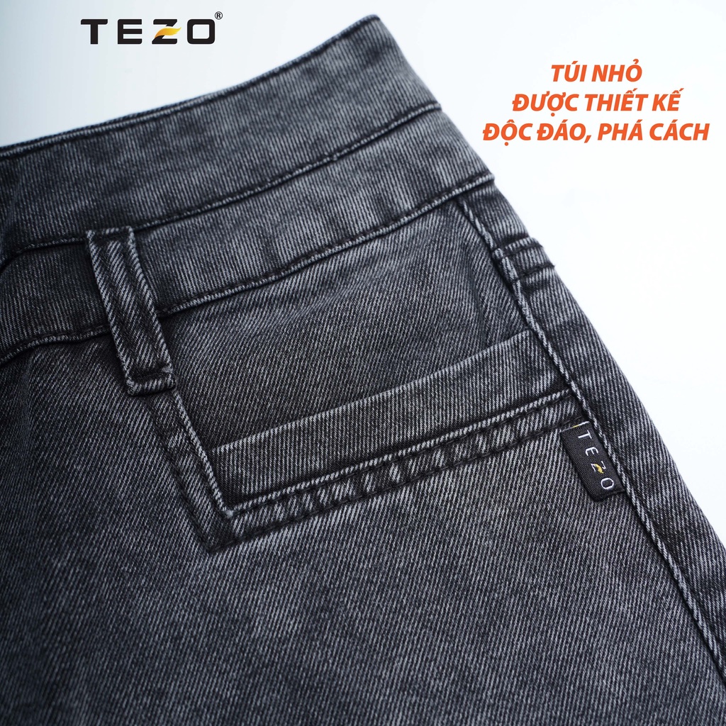Quần sooc bò xước nữ Tezo cạp cao túi vuông phong cách trẻ trung năng động 2203QSBT03