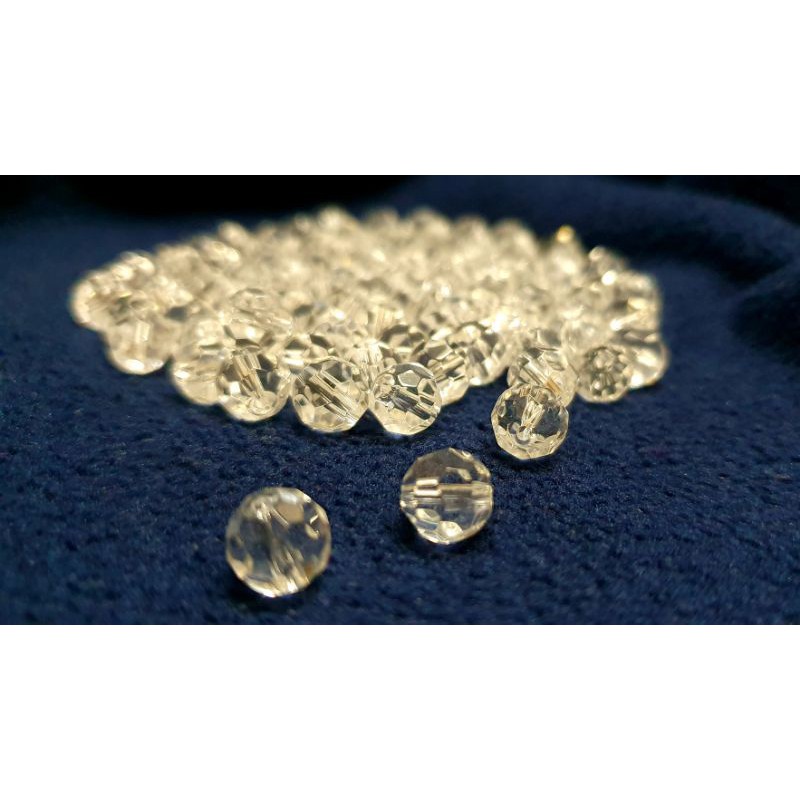 Viên pha lê thủy tinh đa giác xỏ lỗ 7.5 ly / set 400 viên