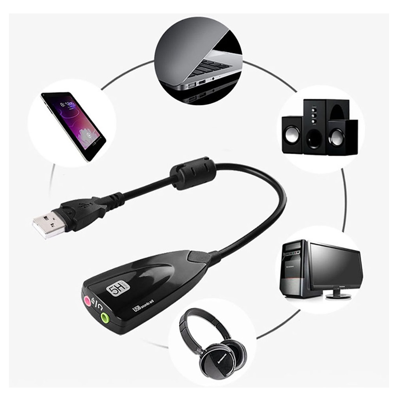 USB Sound Card Adapter 5h 7 1 cho máy tính pc laptop thêm cổng âm thanh tiện lợi LUVIBA H5