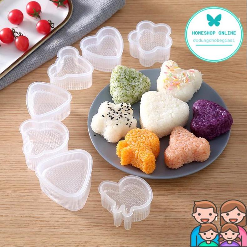Set 7 Khuôn Làm Cơm Nắm Sushi Onigiri Nhiều Hình Thú Cho Bé Ăn Dặm Kích Thích Ngon Miệng
