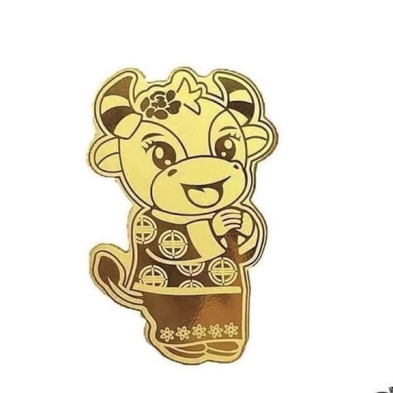 Trâu mạ vàng thần tài may mắn -dán điện thoại -để ví | BigBuy360 - bigbuy360.vn