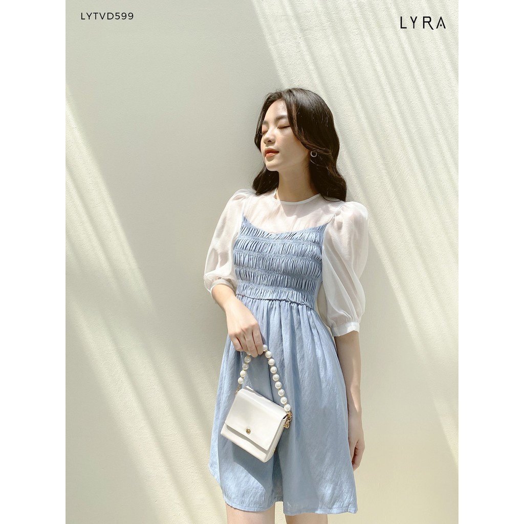 Váy nữ thiết kế by LYRA, chất liệu đũi xước dáng xòe kiểu dáng công chúa nhẹ nhàng xinh xắn- LYTVD599