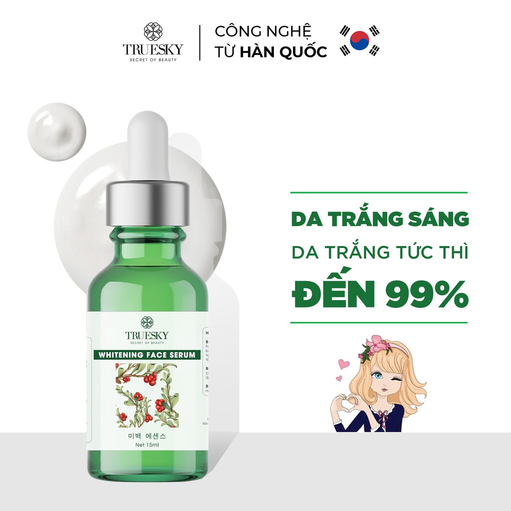 Serum dưỡng trắng da mặt Truesky chiết xuất quả Bearberrry 15ml - Whitening Face Serum