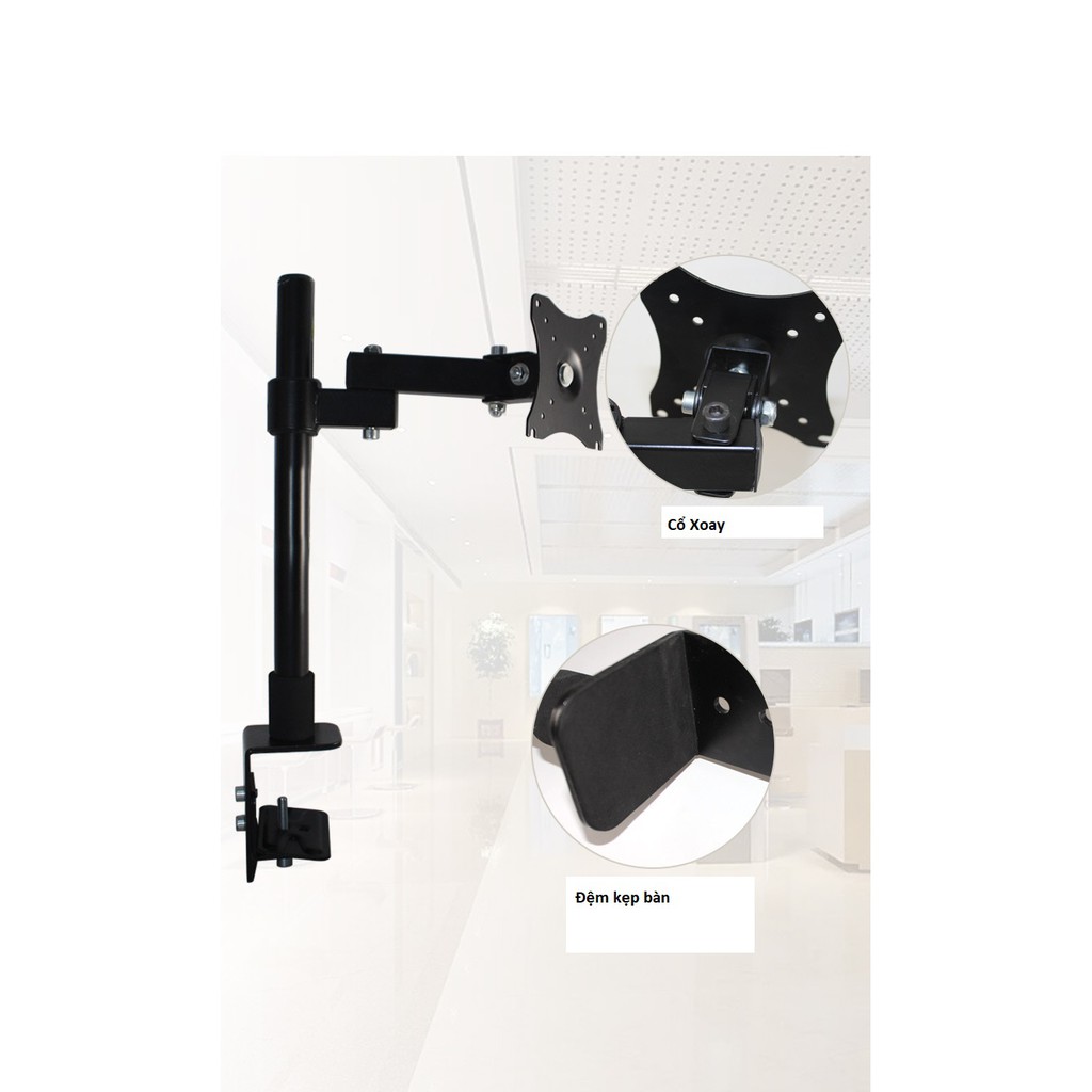 Giá đỡ màn hình xl03, Arm màn hình lcd cao cấp M051 tay dài 38cm tải 8kg xoay màn hình 360 độ