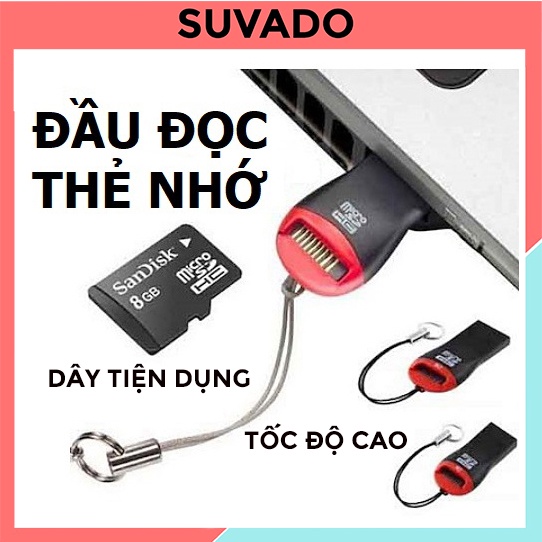 Đầu Đọc Thẻ Nhớ MICRO SD Tốc Độ Cao Usb 2.0 Thiết Kế Nhỏ Gọn Đa Năng Giá Rẻ RD1 SUVADO