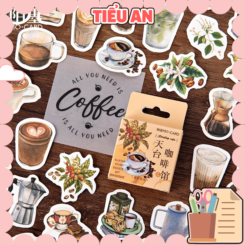 Bộ sticker/ Hình dán Các Loại Coffee (46 Hình)