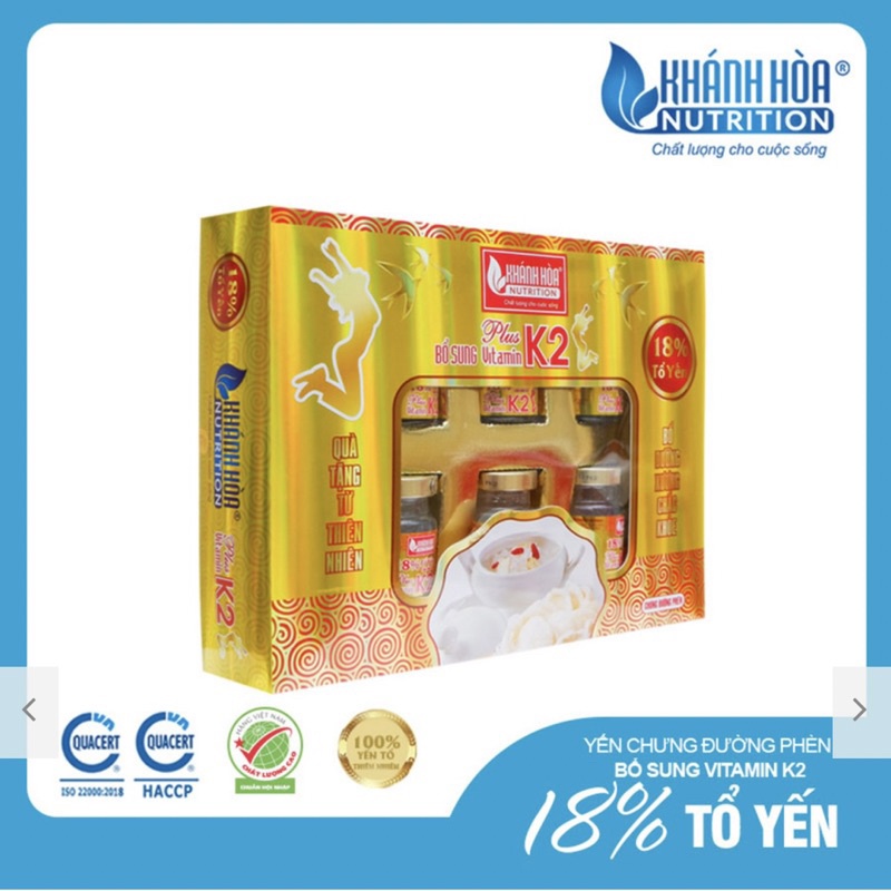 Tổ yến chưng đường phèn 18% Khánh Hoà Nutrition (Hộp 6 lọ 70ml)