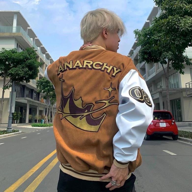 Áo Khoác Nam Nữ ANARCHY VARSITY BOMBER của SixK Store Unisex - Áo Khoác Bóng Chày Nỉ Nhung - Chữ L Phong Cách