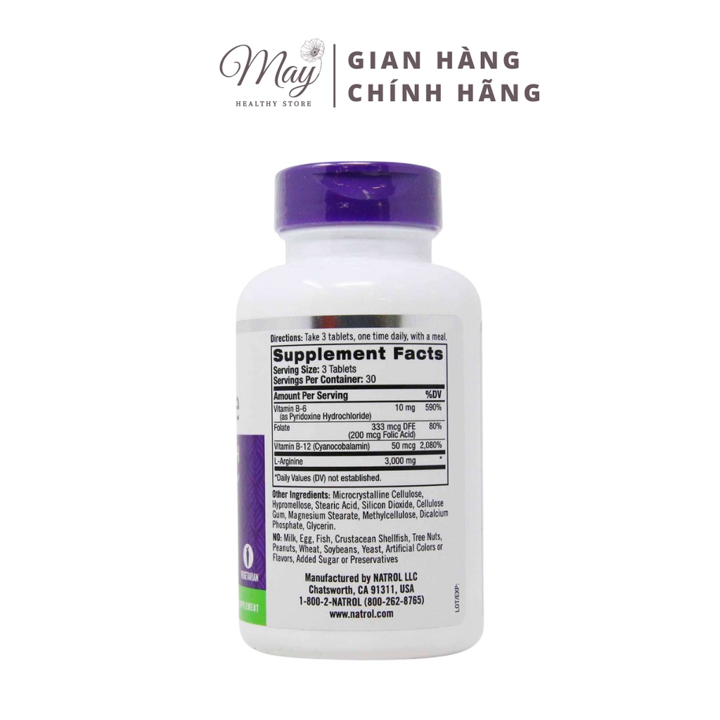Viên Uống Hỗ Trợ Tăng Cường Sinh Lý, Cải Thiện Sức Khỏe Nam Giới Natrol L-Arginine 3000mg
