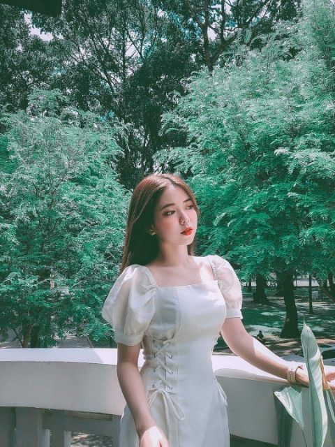 [Mã FAGREEN1505 giảm tới 30K đơn 99K] Đầm trắng nữ dây eo _(ảnh thật) | BigBuy360 - bigbuy360.vn