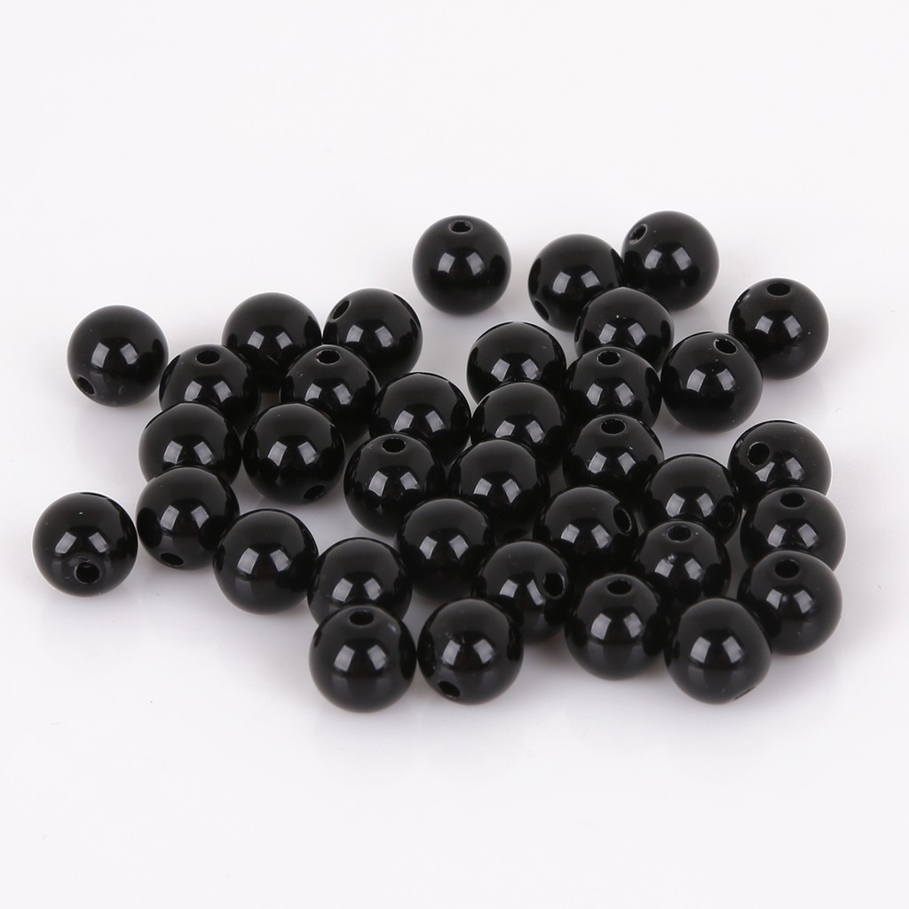 Bộ 50 hạt nhựa acrylic tròn lỗ xỏ lớn 10mm dành cho làm trang sức