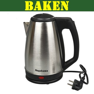 Bình Đun Nước Siêu Tốc Inox Cao Cấp NAGAKAWA NAG0312, Ấm Đun Nước Sôi Siêu Tốc Mini Tiết Kiệm Điện, 1500 W, 1.8 L, BAKEN