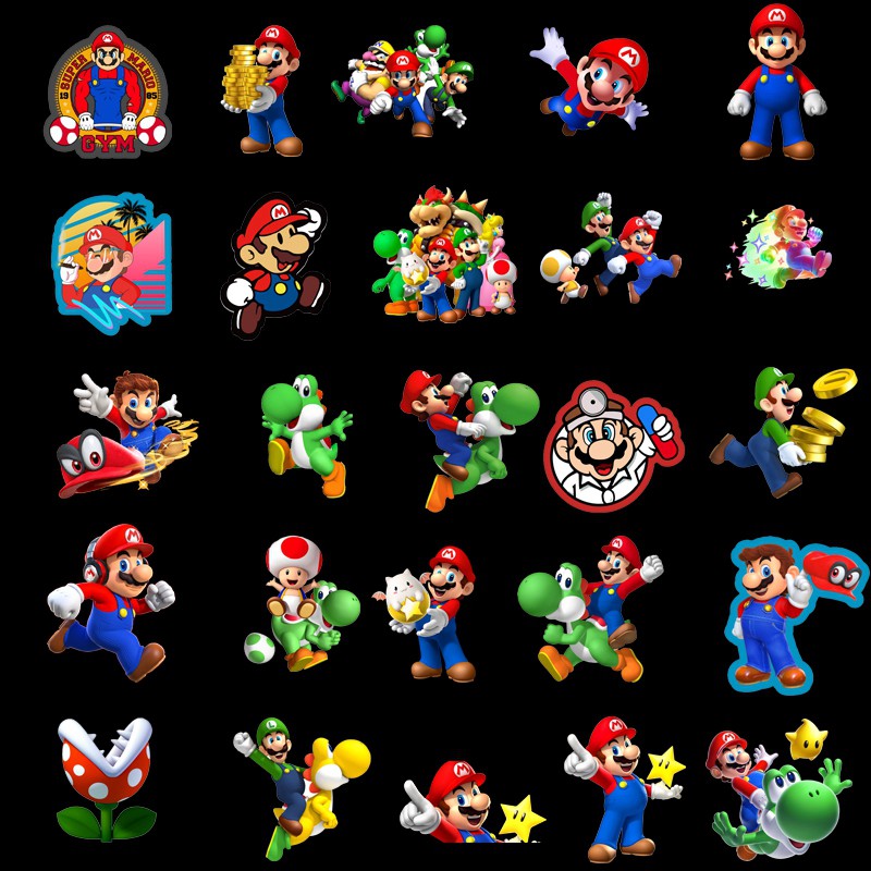 Set 50 nhãn dán hình Super Mario chống nước tiện lợi