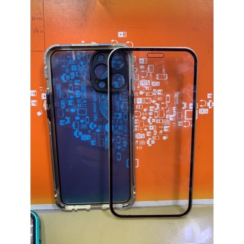 Ốp IPhone 12promax hít nam chân cường lực 2 mặt bảo vệ 360 độ cho điện thoại