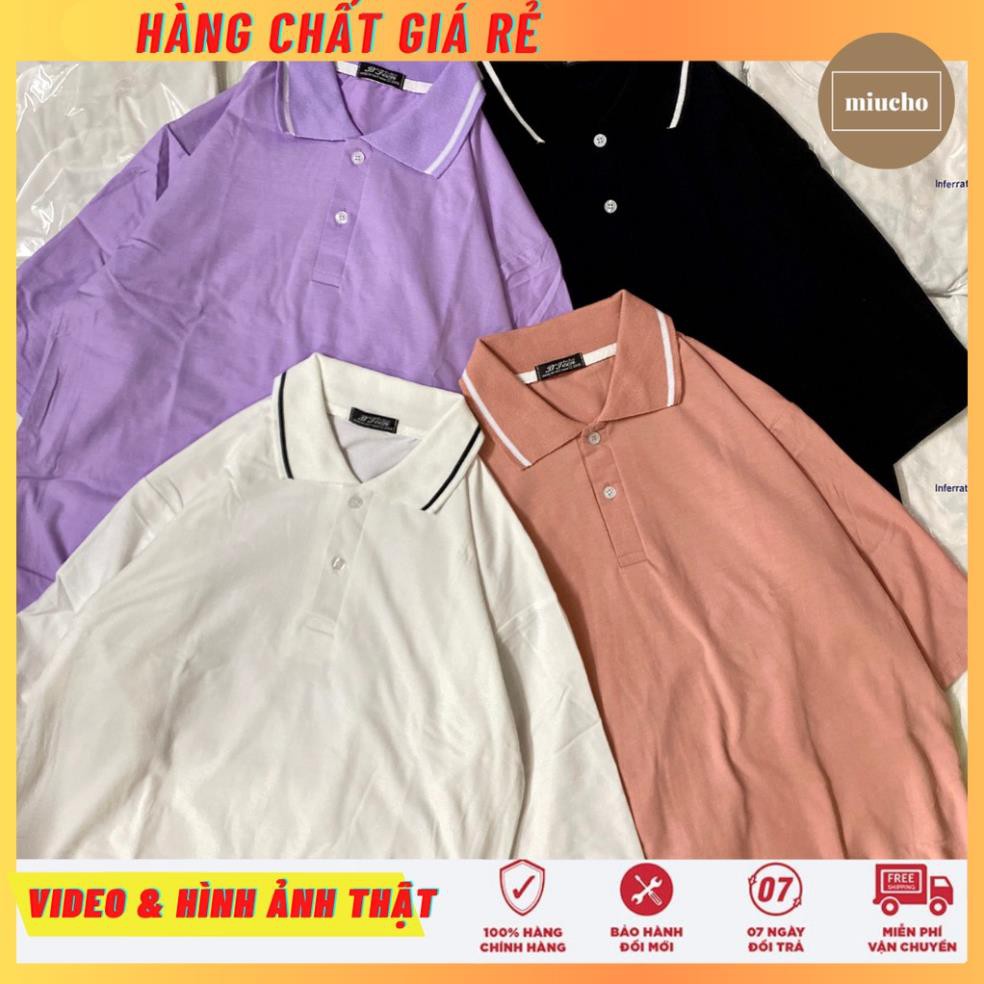 Áo thun polo trơn tay lỡ vải cotton unisex giá sỉ form rộng TT101 Miucho Đẹp