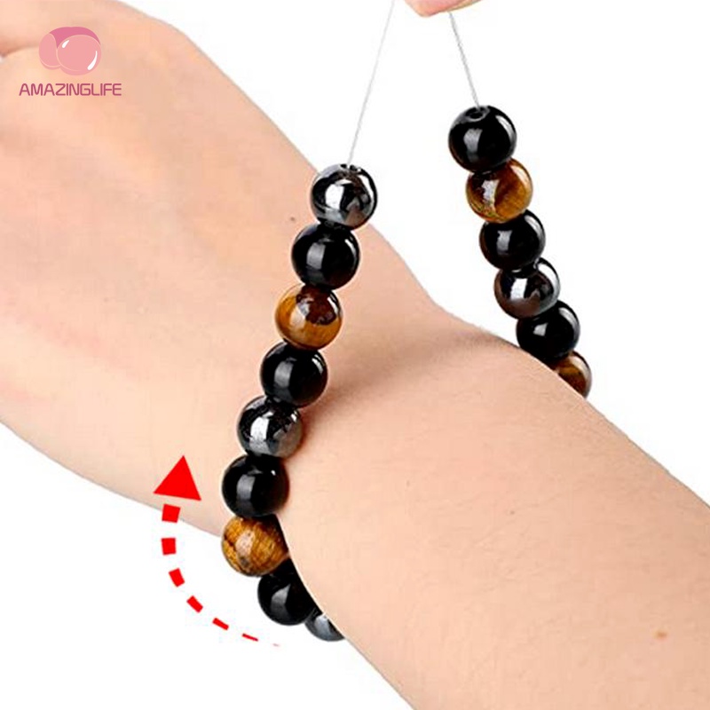 Vòng Tay Chuỗi Hạt Đá Obsidian Tự Nhiên Bảo Vệ Sức Khỏe Cho Cặp Đôi