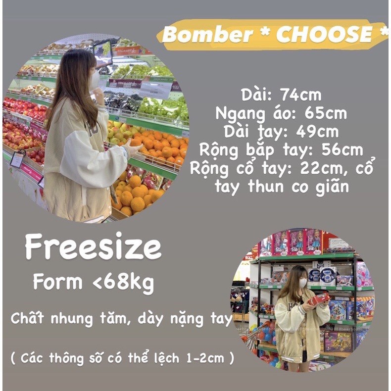 Áo boom nỉ nhung nữ Hàn Quốc dễ thương, áo khoác chữ choose | BigBuy360 - bigbuy360.vn