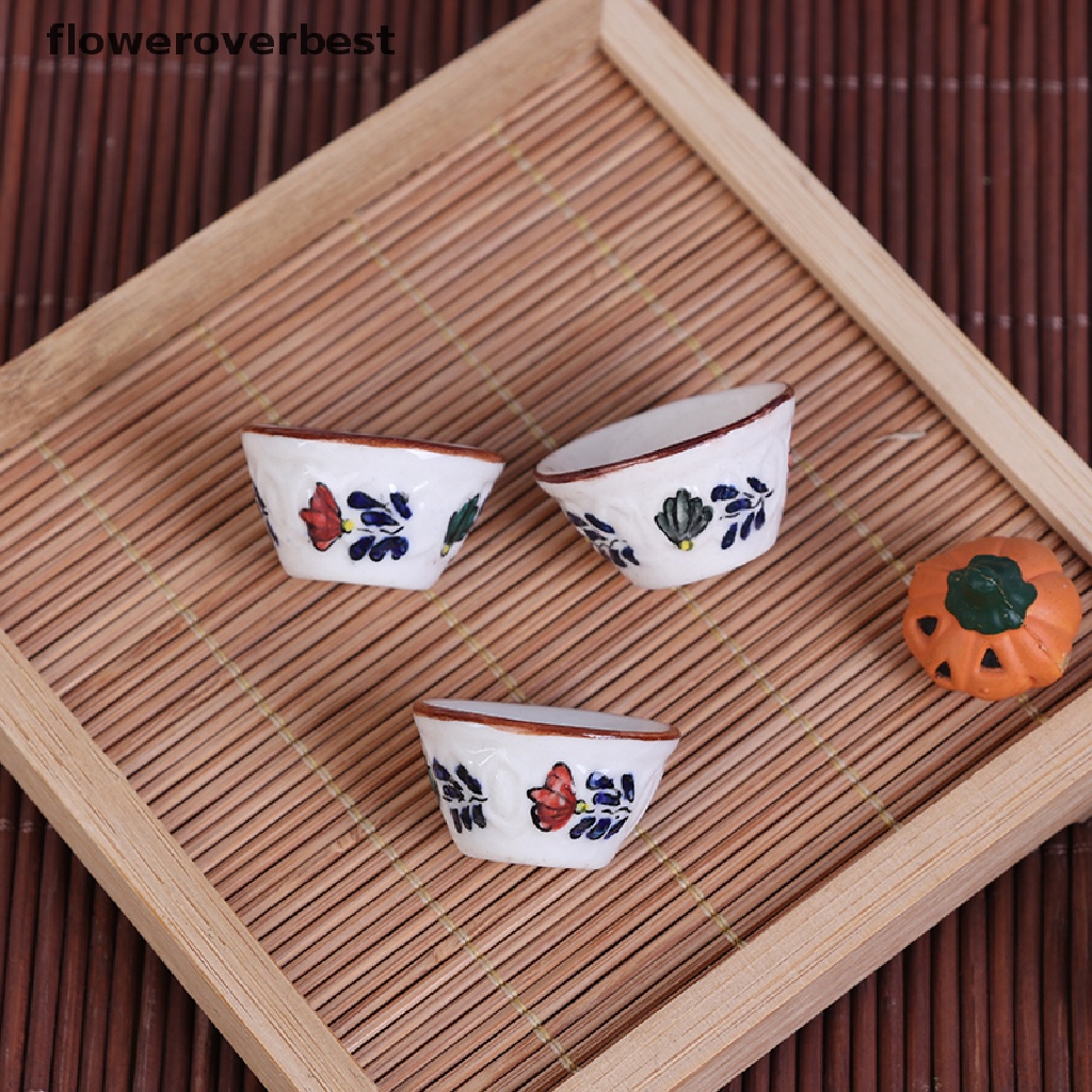 Tô chén sứ mini trang trí nhà búp bê