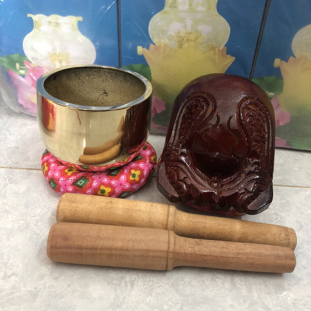 combo bộ chuông đồng mõ mít 14cm