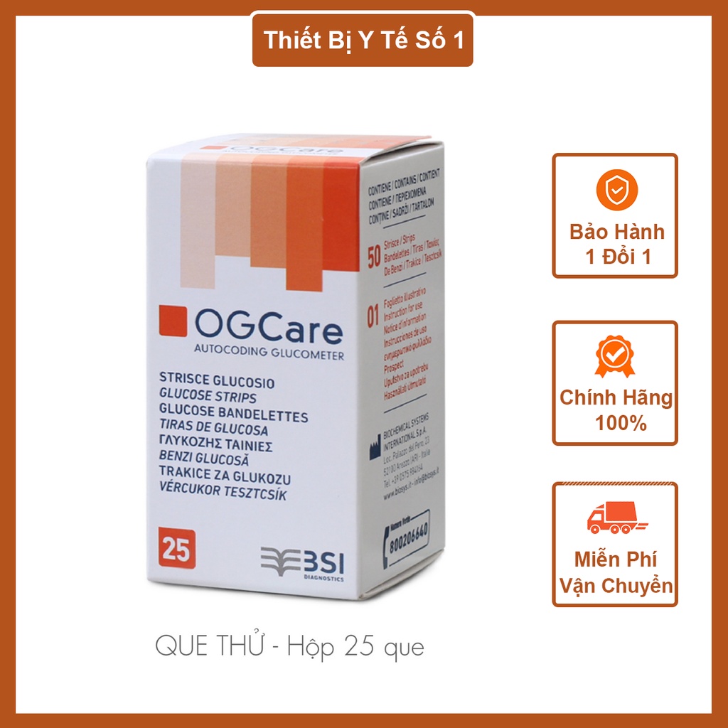 [Chính hãng] Que thử đường huyết OG Care - 25 Que